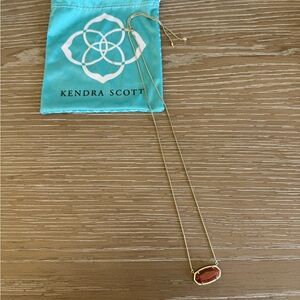 Kendra Scott Gold Necklace with Brown/Orange Pendant